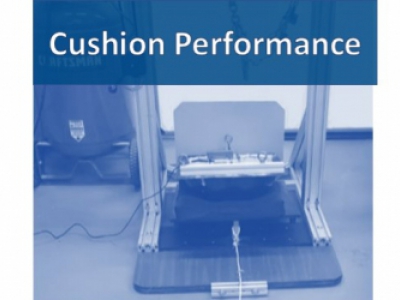 Testing setup with words "Cushion Performance"