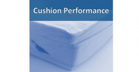 Corner of cushion with words "Cushion Performance"